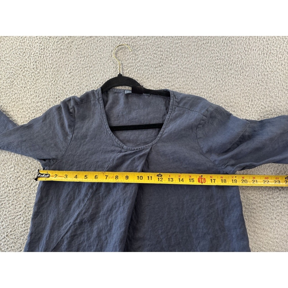 Elemente Clemente‎ Linen Dress Womens 1 Lagenlook Minimalist Blue Pocket - Picture 4 of 9